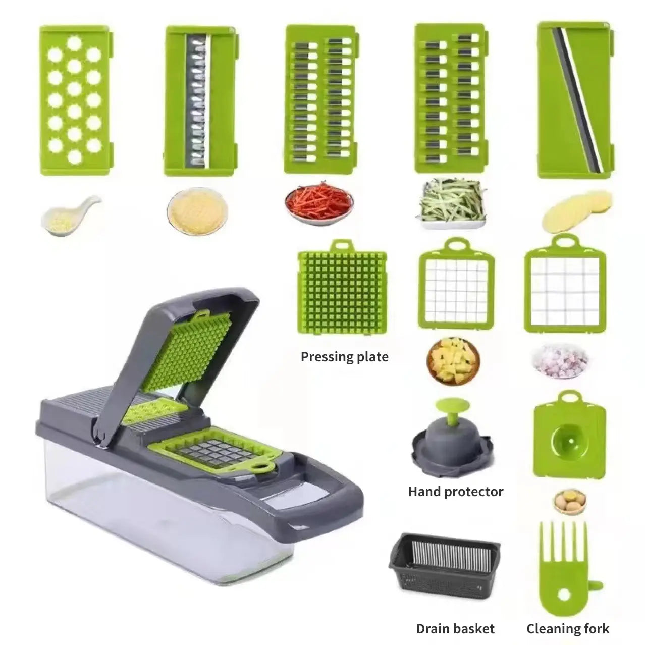 1Pc Green Black 12 in 1 Multifunctional Vegetable Slicer 6~12days